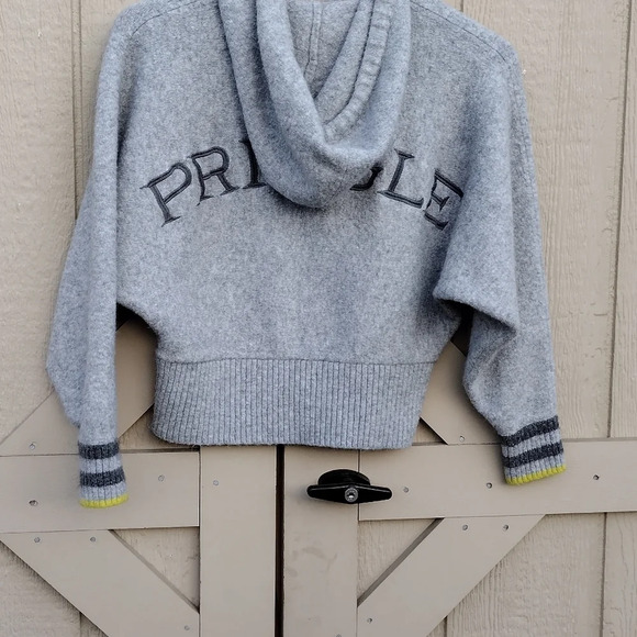 PRINGLE OF SCOTLAND X HM Collab Wool Blend Drawstring Hooded Sweater Cropped S - Picture 6 of 6